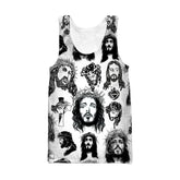 Ärmelloses Herrenhemd mit Jesus-Muster, Rundhalsausschnitt, 3D-Design, Outdoor-Streetwear, lässige Sportbekleidung, Übergröße, Tanktop
