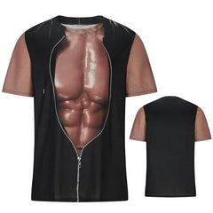 Funny Muscle Mens T Shirt Graphics Spoof 3D Printing T-shirt Personality Short-sleeve Round Neck Casual Shirt Men Cool Tees Tops