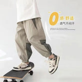 2024 New Boy Pants Korean High Street Fashion Trousers Color Block Thin Sports Pants Casual Children's Clothing Kids Sweatpants