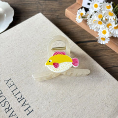 בוהמי אצטט אוקיינוס בעלי חיים שיער קליפים לנשים החלקה קיץ חוף שיער אביזרים מצוירים דג לוויתן מתנות חבילה מרובה