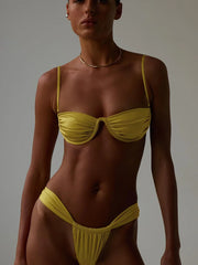 Miyouj Push-up-Badeanzug, sexy Bikini, neuer zweiteiliger Anzug, einfarbige Bikini-Sets 2025, Bademode, Bikini mit niedrigem Bund und hohem Beinausschnitt