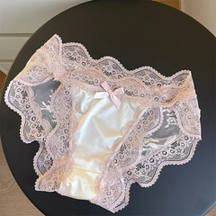 נשים סקסיות תחרה תחתונים תחתוני סאטן רשת מותן נמוך תחתונים חלולים חוטיני