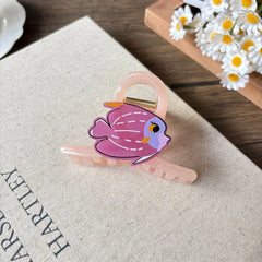 בוהמי אצטט אוקיינוס בעלי חיים שיער קליפים לנשים החלקה קיץ חוף שיער אביזרים מצוירים דג לוויתן מתנות חבילה מרובה