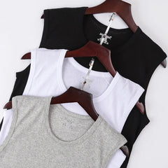 Four Seasons Slim Men's Pure Cotton Vest Simple Fashion Sports Vest Youth Fitness Training Play Sleeveless Round Neck T