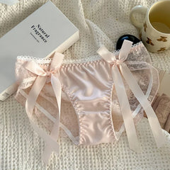 Sexy Damen-Spitzenhöschen, Unterwäsche aus Satin-Mesh, tief sitzende, hohle Slips, Tanga