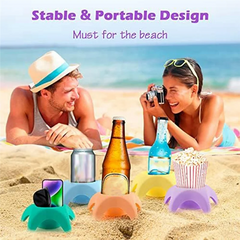 B06B-Beach Vacation Essentials Accessories Beach Cup Holders, Sand Coasters, Beach Travel Essentials For Women