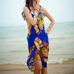 Summer Women Beach Bikini Cover Up Printed Pareo Chiffon Wrap Skirt Sarong Scarf Beachwear Bathing Suit Beach Dress Swimsuits