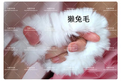 Anime-Accessoires, weißer Pelzhaarring, japanischer Lolita-Stil, doppelter Pferdeschwanz, Haarschmuck, Haarband, Kawaii-Accessoires