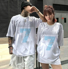 חולצות טי עם שרוולים קצרים ופסים אופנתיים לגברים ונשים, בסגנון ספורטיבי גדול במיוחד, לשני המינים, S-5XL, חולצות כדורסל