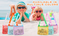 Strandspielzeug-Netzbeutel, Aufbewahrungsbeutel für Kinder mit Muscheln, Strandspielzeug-Muschelbeutel, Netzbeutel für Pools, Sandspielzeug, Schwimmzubehör für Jungen und Mädchen