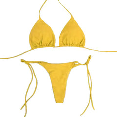 Sexy Bikini Set For Women Summer Split Two-piece Brazilian Swimsuit Lace-up Bra And Thong Female Beachwear