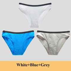 תחתוני נשים תחתוני כותנה מותן נמוכים מוצקים חמודים קשת רכים לנשימה 3 יח'\חבילה