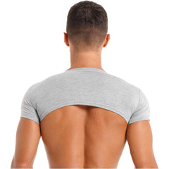 Herren Sport Fitness Top Atmungsaktives Stretch Mini Short Crop Top Party Club Tanz T-Shirt Casual Unifarben Bodybuilding Tops