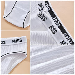 Women's Cotton Underwear 4 Pack Sexy Soft Breathable Panties Comfortable Hipster Briefs with Letter Waistband for Lady