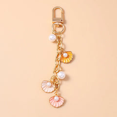 Fashion Summer Beach Shell Pearl Starfish Keychain for Women Men Car Key Handbag Purse Hanging Key Chains DIY Accessories