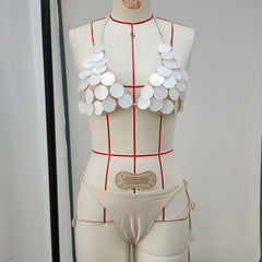 Sexy Bikini-Badeanzug mit Rockbandage, brasilianischer Muschel-Bikini, A-Linien-Rock, Sommer-Damen