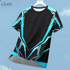 חולצת ספורט קז'ואל לגברים יבשה בגזרה יבשה ריצה חיצונית רכיבה על אופניים שרוולים קצרים נושם בגדי כושר חולצת טריקו עם צווארון עגול