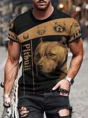 Men's Casual Crew Neck T-shirt 3D Cartoon Wolf Print Hip Hop Outdoor Street Trend Top Summer Short Sleeve T-shirt Sport