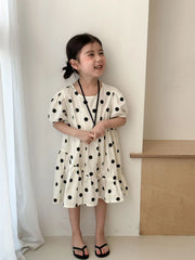 Trendy Children's Summer Clothing Boy's Casual Polka Dot T-shirt Set Girl's Sweet Dress Sibling Outfits Kid's Tee & Shorts Suit