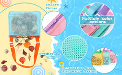 Strandspielzeug-Netzbeutel, Aufbewahrungsbeutel für Kinder mit Muscheln, Strandspielzeug-Muschelbeutel, Netzbeutel für Pools, Sandspielzeug, Schwimmzubehör für Jungen und Mädchen