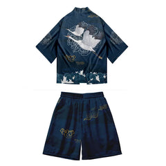 3 to 14 years kids kimono + shorts Japanese costume boys girls fashion kimono haori cardigan Jacket children beach wear cloak