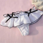 Women Sweet Cute Bow Lingerie Lady Sexy T-Back Thong Lace Ruffled Knickers Soft Panties Female Low Rise Lingerie Girl Underpants