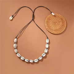2pcs Fashion handmade Braided Shell Necklace Bracelet Jewelry Set for Women Bohemian Beach Resort style Vocation Jewelry Gift