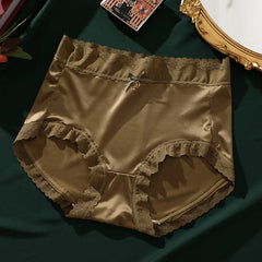 תחתוני נשים חלקים משי קרח קלים לנשימה תחרה תחתונים סקסיים בד משי הרם ירך חלק רך