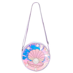 Kids Accessories Summer Lovely Kids Girls Sequin Crossbody Bag 3 Colors Cartoon Printed Round Shoulder Bag with Adjustable Strap