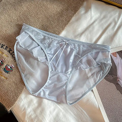 Women Ruffle Edge Sexy Lace Mesh Satin Transparent Underwear Thin Breathable High Elasticity Low Waist Seamless Panties Breifs