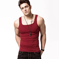 Cotton Men Sleeveless Tank Top Solid Color Gym Muscle Vest Undershirts O-neck Men's Clothing Tees Workout Vest Tops