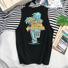 Fashion Summer Men's Casual Tank Tops Cartoon Graphic Harajuku Style Y2K Sleeveless Vest Loose Round Neck Breathable Daily Tees