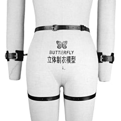 Exotisches SM-Bondage-Set: Oberschenkelfesseln aus Leder, Taillengürtel, Handschellen, Bettgurt, Rollenspielspielzeug für Paare