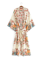 Bohemian Printed Bikini Cover-ups Green Tunic Long Kimono Cardigan Plus Size 2023 Women Beach Wear Swim Suit Cover Up A155