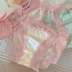 נשים סקסיות תחרה תחתונים תחתוני סאטן רשת מותן נמוך תחתונים חלולים חוטיני