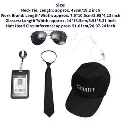 Agenten-Accessoires-Set: Krawatte, Ohrstöpsel, Arbeitsbrille, Hut, Geheimdienst-Kostüm für Teenager und Erwachsene, Cosplay, Spiele, Partys