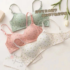 Lingerie No Rim Gathered Bra Fairy Sweet Cream Fufu Tube Top Preppy Style Students Small Bra