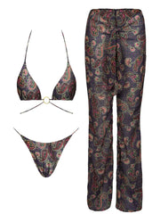 2025 Elegant Black Bikini Set with Transparent Bottoms Urban Style Beachwear White Wall Lightweight and Breathable Summer Beach