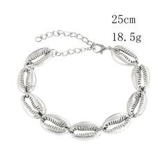 בוהמי סגסוגת ים צדף חרוזים צמיד לנשים מתכוונן חבל צמיד אוקיינוס צמיד הצהרת קיץ חוף תכשיטי מתנות