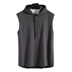 Mens Gym Hoodie Summer Sleeveless Sweatshirt Hoodies Drawstring Solid Color Hip Hop Vest Sports Casual Tank Top Male Clothes