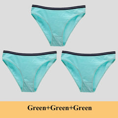 תחתוני נשים תחתוני כותנה מותן נמוכים מוצקים חמודים קשת רכים לנשימה 3 יח'\חבילה