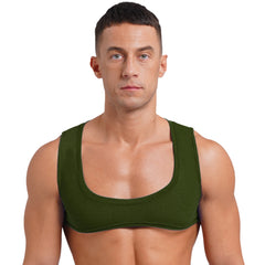 גברים סקסיים שרירים להשוויץ בגזרה קצרה טופ צווארון נמוך ללא שרוולים בצבע אחיד גופייה לגוף פיתוח גוף דיסקו מועדון לילה