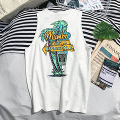 Fashion Summer Men's Casual Tank Tops Cartoon Graphic Harajuku Style Y2K Sleeveless Vest Loose Round Neck Breathable Daily Tees