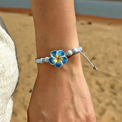 צמידי הוואי לנשים בוהמי ארוג פרח טרופי צמידי פרחים בעבודת יד צמה קיץ חוף בנות תכשיטי אביזרים