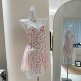 Sexy Underwear Rose Print Sleepwear Chemise Night Dress Women Nightgowns Lace Ruffle Trim Underwear Pajama Home Dressing Gown