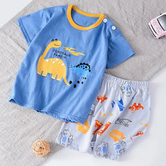 Baby Boys Sets Cool Casual Costume Tops Summer Clothing Pink Loose Tees+shorts Kids Short Sleeve Shorts Outfits Cartoon Tshirt