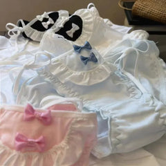 Women's Underwear Panty Sexy Lace Panties Japanese JK Girls Cute Bowknot Kawaii Comfort Briefs Cos Maid Lace Up Female Lingerie