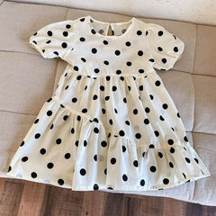 Trendy Children's Summer Clothing Boy's Casual Polka Dot T-shirt Set Girl's Sweet Dress Sibling Outfits Kid's Tee & Shorts Suit
