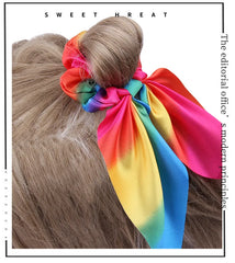 Haaraccessoires mit Schleife, Haargummis für Mädchen und Frauen, elastische Haargummis, elastische Regenbogen-Haargummis, Haargummis, Pferdeschwanzhalter
