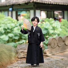 Traditionelles japanisches Kimono-Kostüm für Kinder, Samurai-Kleidung für Kinder, Kimono-Sets mit Strickjacke für Jungen, Bühnenkleidung für Kinder